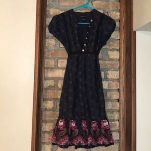 Boho floral cotton tie dress